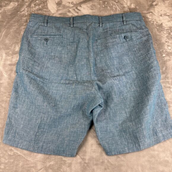 Black by Saks Fifth Avenue Men's Linen Shorts Size W40 Flat Front Blue (0710) - Picture 7 of 11